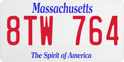 MA license plate 8TW764
