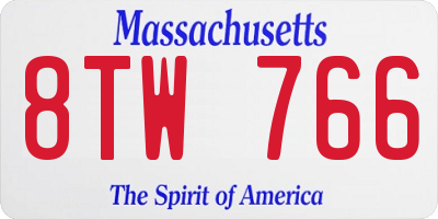 MA license plate 8TW766