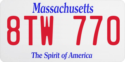 MA license plate 8TW770