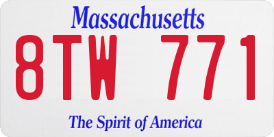 MA license plate 8TW771