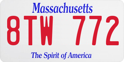 MA license plate 8TW772