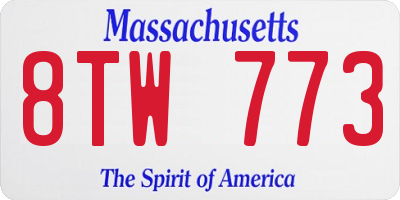 MA license plate 8TW773