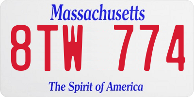 MA license plate 8TW774