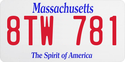 MA license plate 8TW781