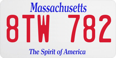 MA license plate 8TW782