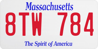 MA license plate 8TW784