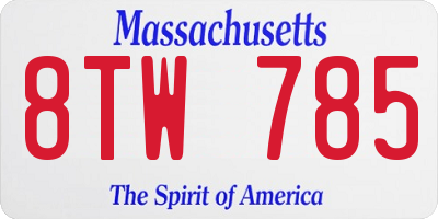 MA license plate 8TW785