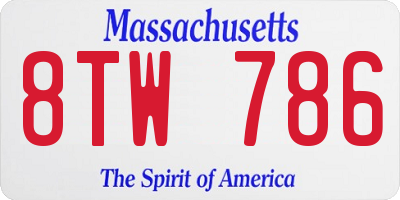 MA license plate 8TW786