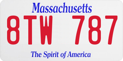 MA license plate 8TW787