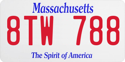 MA license plate 8TW788