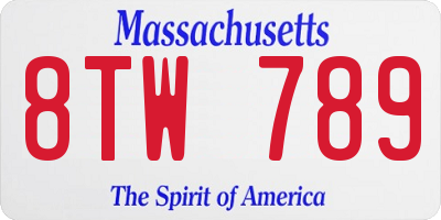 MA license plate 8TW789