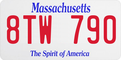 MA license plate 8TW790