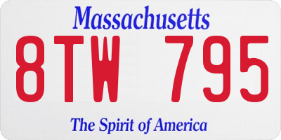 MA license plate 8TW795