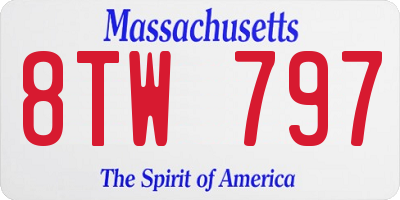 MA license plate 8TW797
