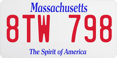 MA license plate 8TW798