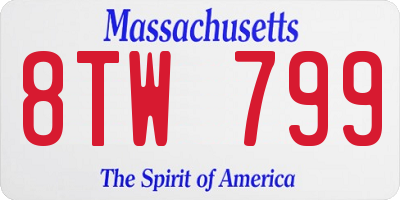 MA license plate 8TW799
