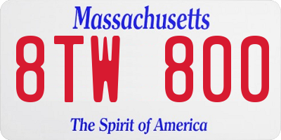 MA license plate 8TW800
