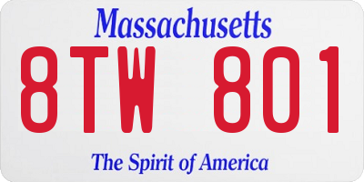 MA license plate 8TW801