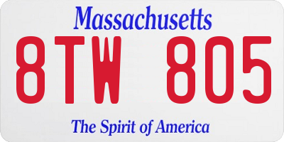 MA license plate 8TW805