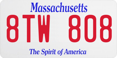 MA license plate 8TW808