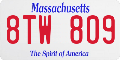 MA license plate 8TW809