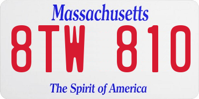 MA license plate 8TW810