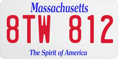 MA license plate 8TW812