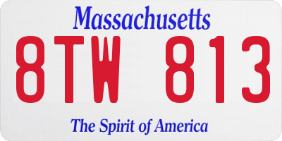 MA license plate 8TW813