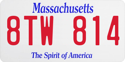 MA license plate 8TW814