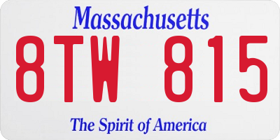 MA license plate 8TW815