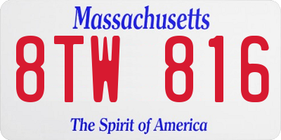 MA license plate 8TW816