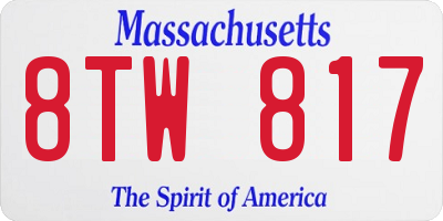 MA license plate 8TW817