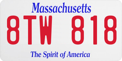 MA license plate 8TW818