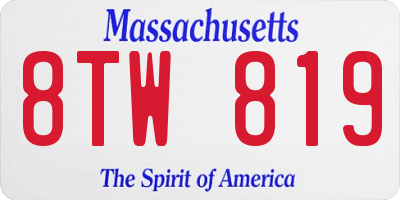 MA license plate 8TW819