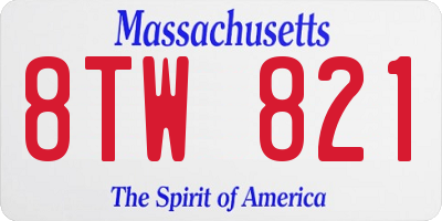 MA license plate 8TW821
