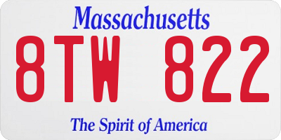 MA license plate 8TW822