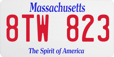 MA license plate 8TW823