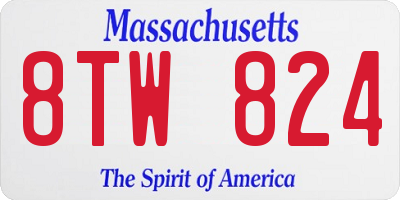 MA license plate 8TW824