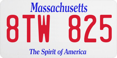 MA license plate 8TW825