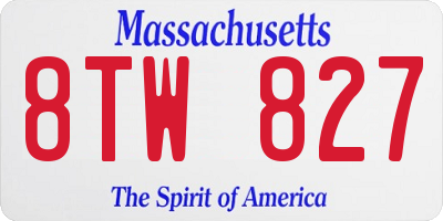 MA license plate 8TW827