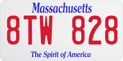 MA license plate 8TW828