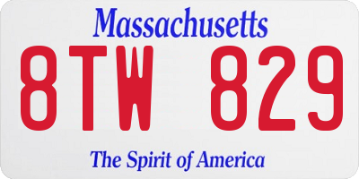 MA license plate 8TW829
