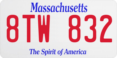 MA license plate 8TW832