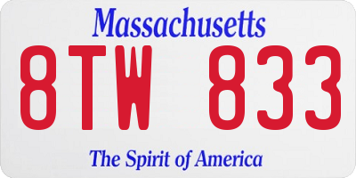MA license plate 8TW833