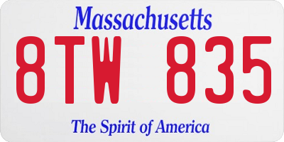 MA license plate 8TW835