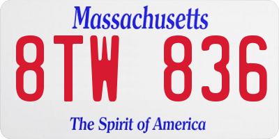 MA license plate 8TW836