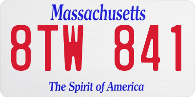 MA license plate 8TW841