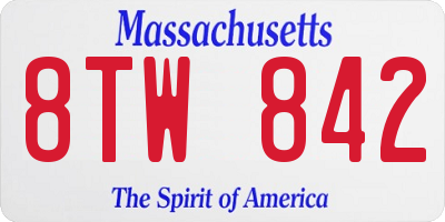 MA license plate 8TW842