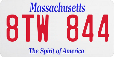 MA license plate 8TW844