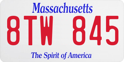 MA license plate 8TW845